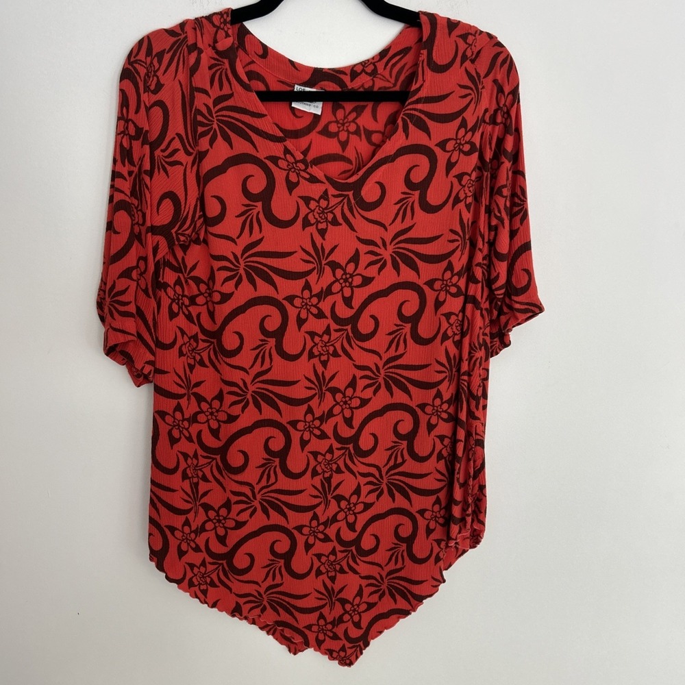 Lost River Clothing Co Women's M 3/4‎ Sleeve Long V Cut Red Black Boho Design